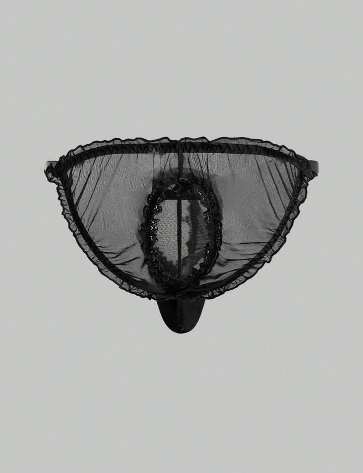 Men's Sheer Mesh Open Crotch Briefs, Underwear